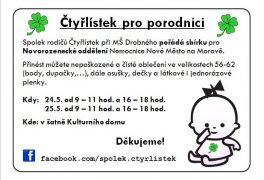 Čtyřlístek pomáhá porodnici